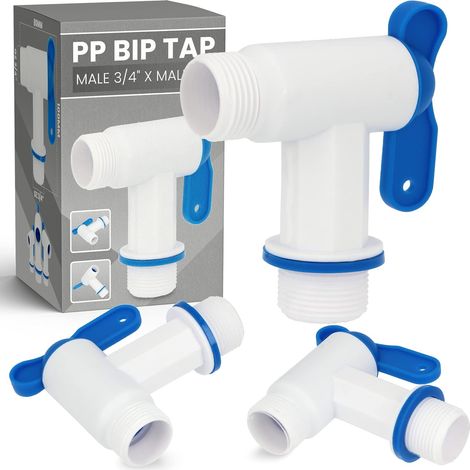 Válvula de drenaje de plástico para tanque de agua de lluvia - Barril de agua de lluvia - Conector IBC - Válvula de repuesto (3/4" AG x 3/4" AG) (1/5)