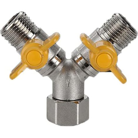 Vanne à boisseau sphérique à gaz à 2 voies, vanne en Y, vanne à boisseau sphérique à gaz à deux voies 1/2" en laiton pour usage domestique ou industriel (1/5)