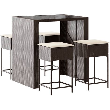Maison Exclusive - Set Bar da Giardino 5 pz con Cuscini in Polyrattan Marrone