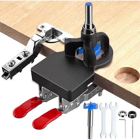 35mm Hinge Jig Double Clamp Alloy Hinge Drilling Jig 35mm Hole Punch Locator Hole Opener Cabinets Drilling Guide for Door, Concealed Hinges (1/5)