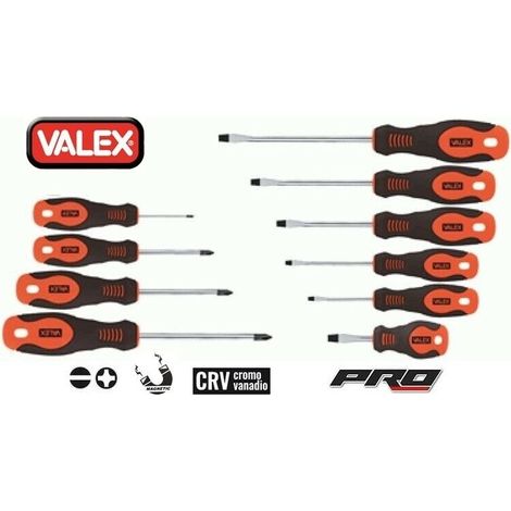 Valex Set Cacciaviti per Viti con Intaglio e Phillips 10pz CRV (1/3)