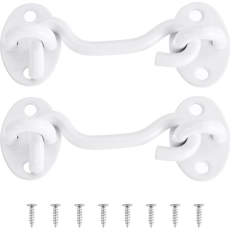 2Pcs Verrou à Crochet et Œillet de 3 Pouces pour Fenêtre Blanc (1/5)
