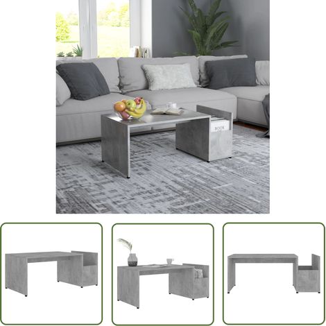 The Living Store Couchtisch Betongrau 90x45x35 cm Holzwerkstoff - Couchtisch - Wohnzimmereinrichtung - Sideboard - Holzwerkstoff Möbel - Beton Grau (1/5)