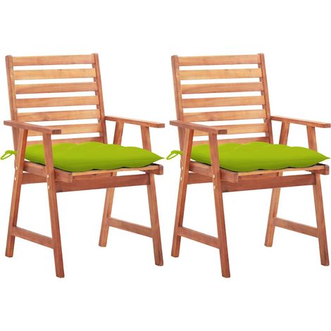 Chaises à manger d'extérieur lot de 2 et coussins-Chaise de jardin Acacia massif 838313 (1/5)