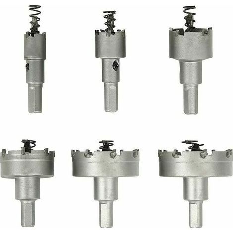 Scie Cloche pour Metal, Lot de 6 Forets de Scie-cloche en Carbure, Scies-Cloches en Acier Inoxydable., pour l'Aluminium, l'Acier, le Fer, le Cuivre, le Bois,16 mm 22 mm 30 mm 40 mm 50 mm 60 (1/4)