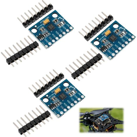 3 Pièces Module MPU6050 I2C, GY-521 Accéléromètre Gyroscope 3 Axes 6 DOF, Capteur Mouvement IIC I2C avec Convertisseur AD 16 Bits pour Raspberry Pi Robot Drone Contrôle d’Équilibre DIY (1/5)