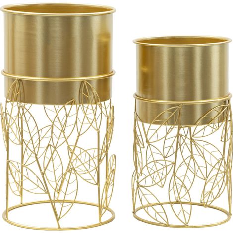 Lot de 2 Cache-Pots sur Pied "Livi" 43cm Or