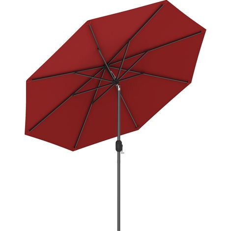 COSTWAY Sombrilla Parasol de 2,7m con Bielas y Costillas de Acero Sombrilla Inclinada para Terraza Jardín Playa Piscina Patio Protector Solar Rojo (1/5)