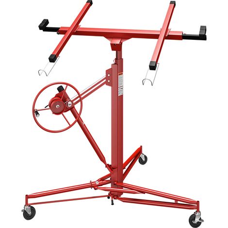 Wiltec Alzalastre per cartongesso XXL fino a max. 68 kg, altezza 140-350 cm, larghezza max. 2,90 m, ausilio per il montaggio, uso con 1 sola persona, 3 ruote con freno di stazionamento, rosso (1/8)