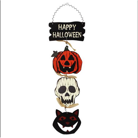 Cartello di benvenuto di Halloween da appendere alla porta, targa in legno per casa, scuola, esterni, casa stregata (1/5)