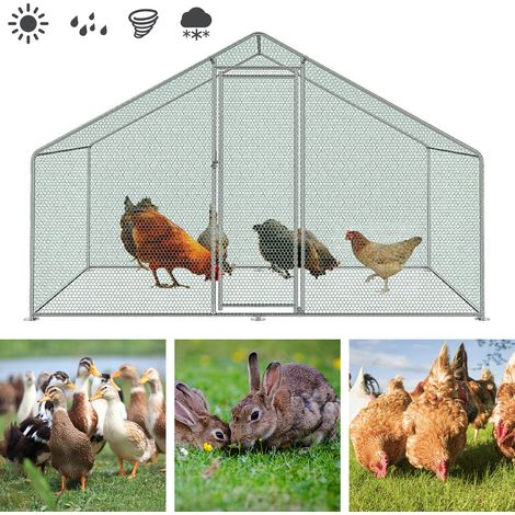 SWANEW Enclos Pour Poulailler 6mÂČ En Acier GalvanisĂ© Toit ImpermĂ©able Et Anti UV 3x2m 6 mÂČ (1/5)