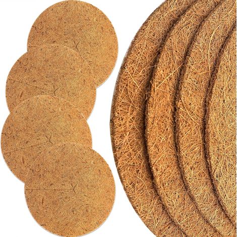 Tapete de coco para plantas en maceta, discos de 40 cm de fibra de coco, protección contra heladas invernales, juego de 4 tapetes
