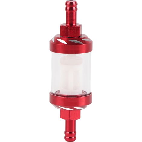 Filtre à carburant en ligne en verre métallique, remplacement de filetage de 8mm pour moto (rouge). (1/5)