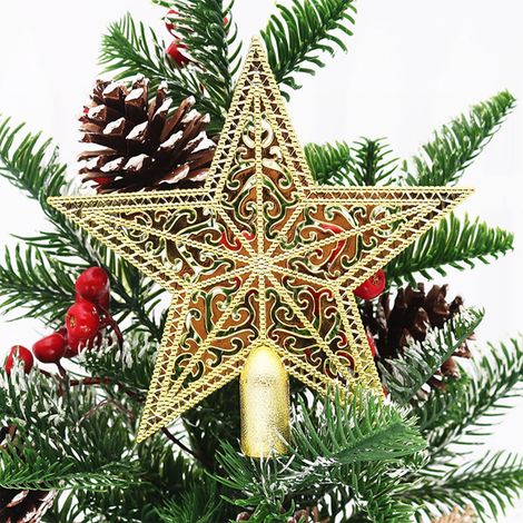 Étoile De Sommet D'Arbre De Noël - En Plastique Creux - Décoration Festive Pour Arbre Intérieur Ou Bureau - 15 X 15 X 3 Cm - 1 Pièce (1/5)