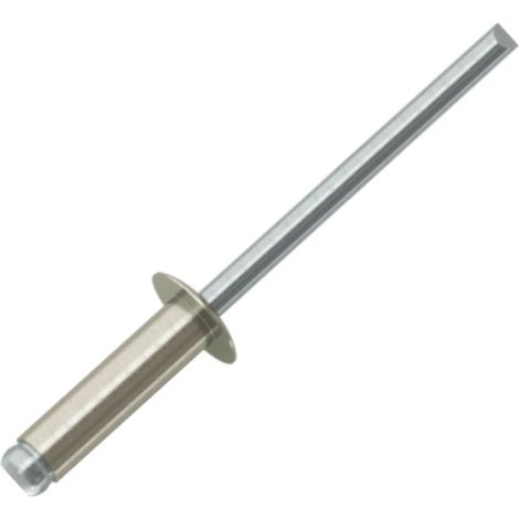 Rivet aveugle Aluminium Tige acier 4.8X16 Epaisseur de serrage 9 à 11 Tête Ronde Standard RAL9002 blan gris - 1 pièce (1/5)