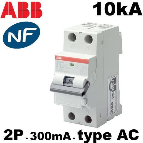 Disjoncteur différentiel Phase Neutre - 10kA - 300mA - Type A - Courbe C - 6A ou 25A - Calibre disjoncteur - Calibre 25A - type A - 10kA - 2P (1/2)