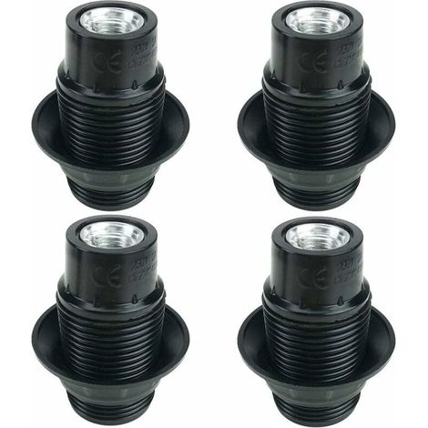 Vis E14 Noir, Support D'ampoule E14, 4 Pièces Douille E14, Ampoule à Douille E14, Adaptateur Noir Socket, Douilles de Lampe Décoration Café Cuisine Cafétéria Industrie et DIY-LIAIKI (1/5)