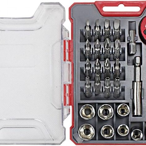 Jeu de tournevis avec poignée antidérapante et embout magnétique. Coffret de 28 tournevis à cliquet pour retirer les petites vis et les écrous. (1/5)