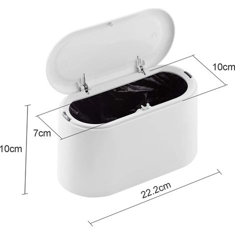 Cestino da scrivania con coperchio - contenitore per la raccolta differenziata - porta pennelli per il trucco - Geschikt voor for office, Bathroom, home, & pet food storage (white) (1/4)