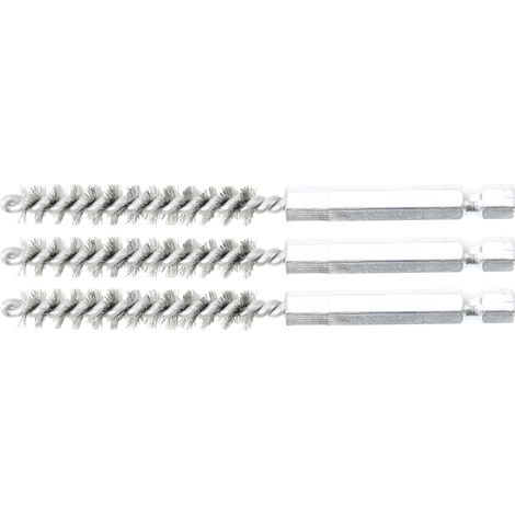 BGS Stahlbürste 8 mm Antrieb Außensechskant 6,3 mm (1/4") 3tlg. - 3078-8-S