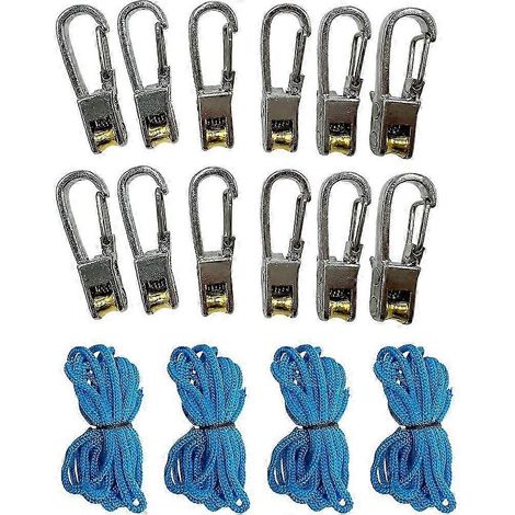 Outil de serrage et tendeur de corde, lot de 12 tendeurs à rouleau pour corde - Corde d'arrimage robuste pour camping, haubans, navigation de plaisance 0228 (1/5)