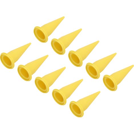 Lot de 50 embouts coniques pour mastic PE plastique jaune bout fin réutilisables pour joint silicone colle vitrerie (1/5)