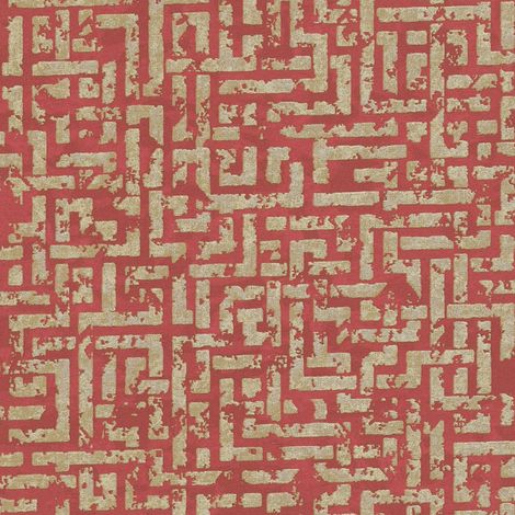 Graphic wallpaper wall Profhome 386954 non-woven wallpaper textured with geometric shapes glittering red gold silver 5.33 m2 (57 ft2)