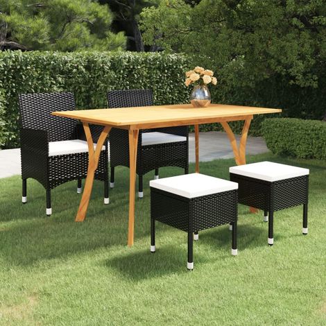 Set Mobili da Pranzo per Giardino 5 pz Nero vidaXL (1/5)