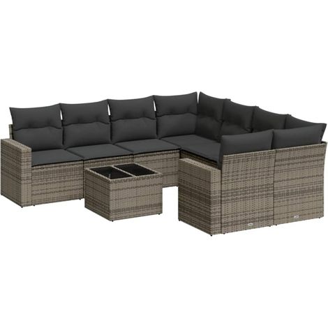 Maison Exclusive - Set de muebles de jardín 9 pzas y cojines ratá (1/5)