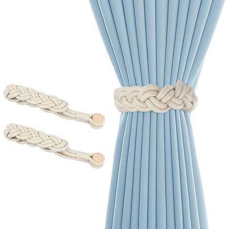 Lot de 2 Attache Rideau, Embrasses à Rideaux Magnétiques, Retenues de Rideaux, Curtain Tiebacks Magnetic Curtain Ties, Embrasse pour Rideaux Aimanté, Corde Decoration pour Rideau sans Perceuse (1/4)