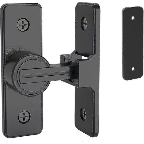Verrou de porte coulissante de grange à 90 degrés, loquet de sécurité robuste, verrou à bascule pour jardin, salle de bain et garage extérieur (1/4)