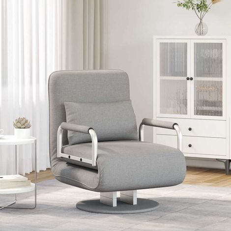 vidaXL Silla giratoria y sofá cama tela gris claro (1/5)