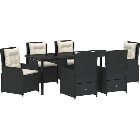 Maison Exclusive - Set da Pranzo per Giardino 7 pcs Nero polyrattan
