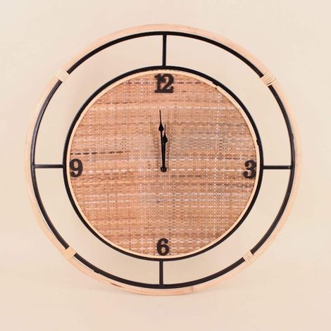 Horloge en rotin et bambou 60cm (1/5)