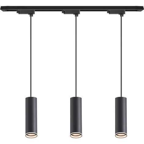 Kit rail monophasé en saillie noir 1 m avec 3 suspensions tubulaires GU10 10 W Pipe Milagro (1/5)