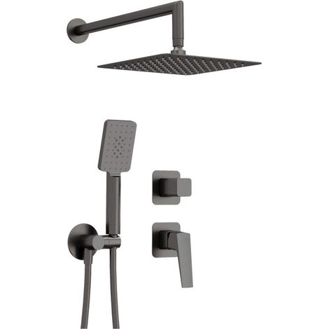 Set doccia a scomparsa con soffione quadrato 250 mm finitura titanio - Vetox