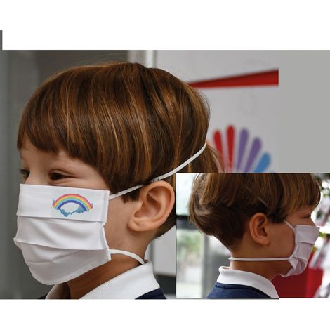 MASCHERINA IGIENICA PROTETTIVA RIUTILIZZABILE 'BAM bianca cm. 20 x 8 - 6/12 anni- 3 pezzi  - MADE IN ITALY