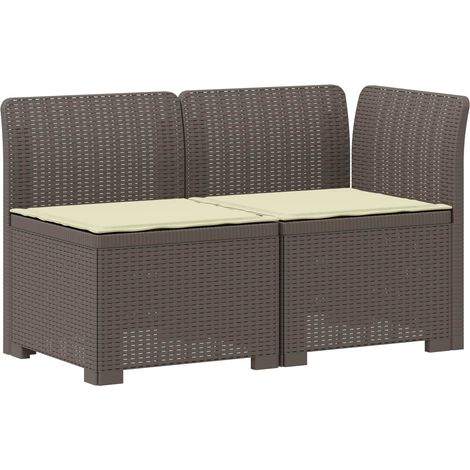 Maison Exclusive - 2-Sitzer Garten-Sofa mit Kissen Rattan-Look PP (1/5)