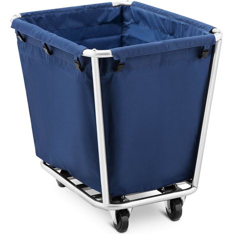 Helloshop26 – Chariot à linge sale sur roulettes 300 litres – Cadre acier inoxydable – Sac PVC amovible – 4 roulettes pour transport facile (1/5)
