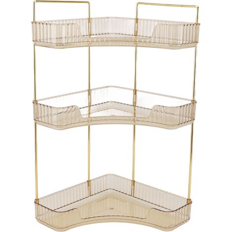 3-stöckiges Make-up-Regal Badezimmer-Organizer für Kosmetik und Hautpflege, Bernstein