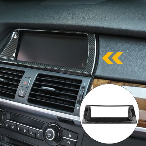 Baguette décorative intérieure style fibre de carbone pour BMW X5 E70 08-13, cache de console centrale GPS (1/5)