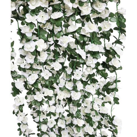 8 Pièces 250 cm Fleur Artificielle, Fausse Rose, Guirlande Fleurs Artificielles, Rose Artificielle, Guirlande Mariage, pour Décoration Arche De Mariage Maison Jardin, Blanc (1/5)