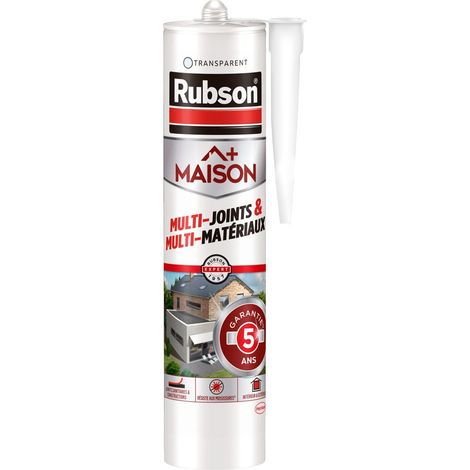 Rubson – Mastic de fixation transparent 280 ml – Pour bois, béton, PVC – Application facile avec pistolet – Résistant aux UV et produits d'entretien (1/5)