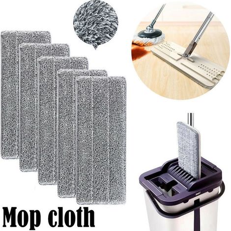 5 pièces Serpillères en Microfibre pour Balai Lave-Sol - Housse de Nettoyage de Rechange Vadrouille - La Tête de Ménage de Vadrouille pour Balai Plat - Nettoyage en Microfibre - Lingettes de Nettoyag (1/5)