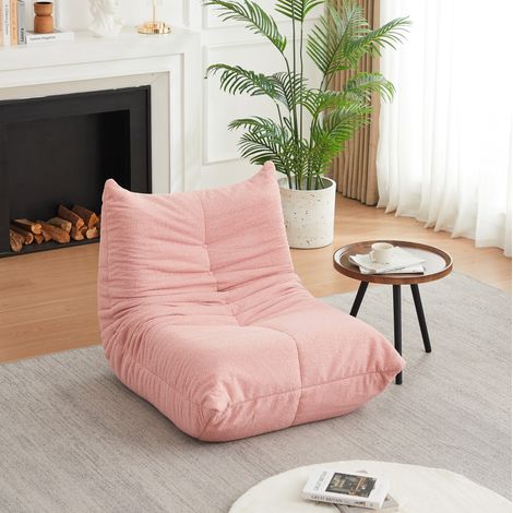 Rosa Chenille-Sitzsacksofa mit hochdichtem Schaumstoff, montagefrei OKWISH (1/5)