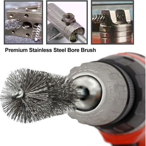 Set di 14 spazzole metalliche per cacciaviti, spazzole manuali cilindriche in acciaio inossidabile, set di spazzole per fori per trapani, smerigliatrici e altri utensili rotanti. (1/5)