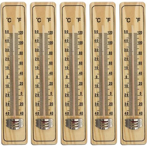 8 Pcs Indoor Wood Thermometer, Wooden Thermometer for Measuring Indoor and Outdoor Temperature, Energy, Thermometer with Celsius and Fahrenheit Scale (1/5)