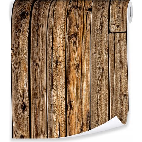 Papier peint vieilles planches bois 3D imitation déco murale loft – rouleau 0,5 x 10 m intissé Wallarena