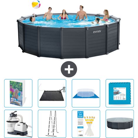 Graphite Panel Pool Rund - 478x124 cm - 9-teilig S621