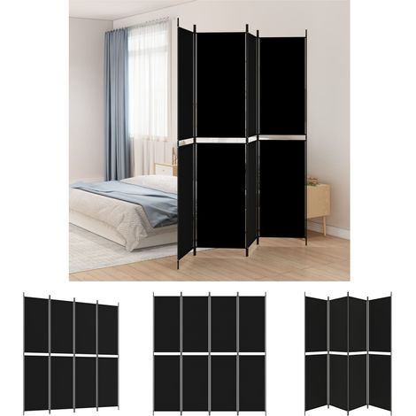 Schatten - vidaXL 4-tlg. Paravent Schwarz 200x220 cm Stoff - Sonnenlicht (1/5)